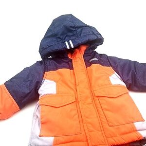 OshKosh Winter Coat Size 18m Boys Baby Toddler Jacket Orange Zip Hooded Pocket